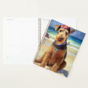 Agenda Airedale en la playa, regalo de verano para amante