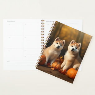 Agenda Akita Puppy Calabaza deslumbrante de otoño