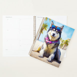 Agenda Alaska Malamute en la playa, regalo de verano