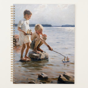 Agenda Albert Edelfelt - Niños jugando en la costa
