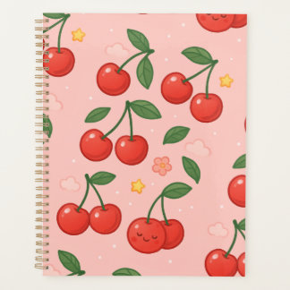 Agenda Alegre Ilustracion del patrón de cerezas de Kawaii