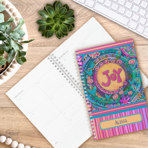 Agenda Alegría Nombre Personalizado Bonito Banda Floral R