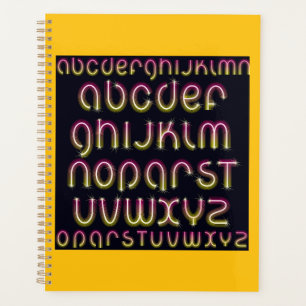Agenda Alfabeto Neón Brillante Rosa y Amarillo Retro de l