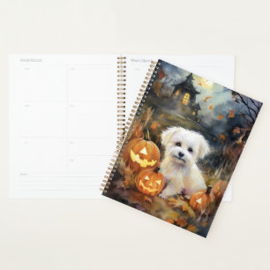 Agenda Algodón De Tulear De Halloween Con Calabazas Asust