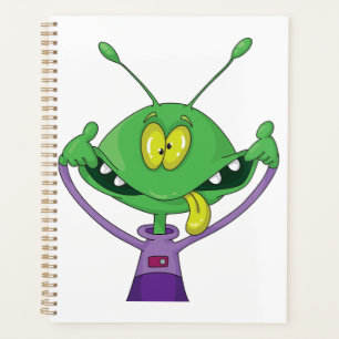 Agenda Alienígena verde divertido haciendo una cara tonta