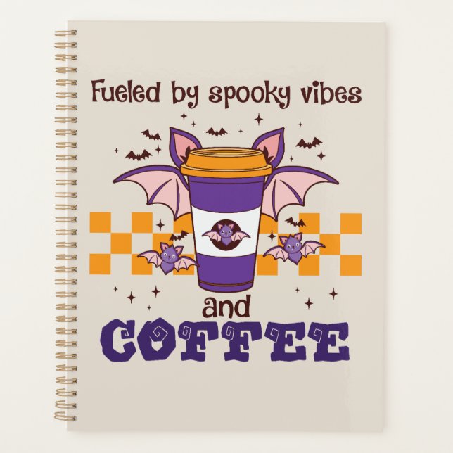 Agenda Alimentado por vibrantes vibraciones y café (Anverso)