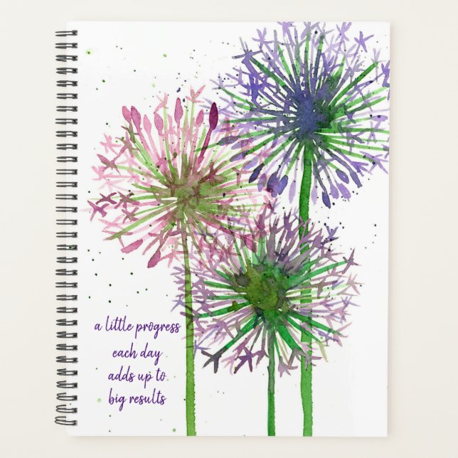 Agenda Allium Flowers Palabras Inspiradoras personalizada (Anverso)