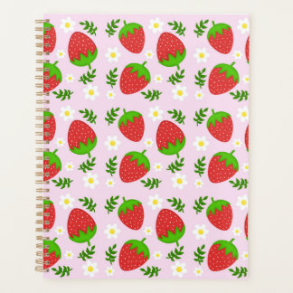 Agenda Almofada fofa design contínuo morangos fundo rosa