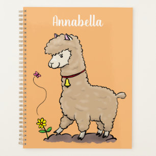 Agenda Alpaca feliz con personalizado de mariposa