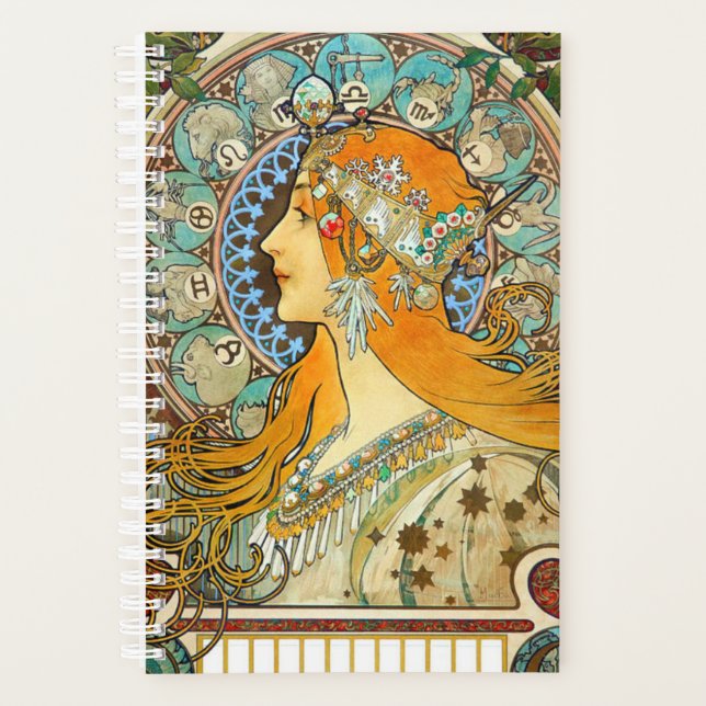 Agenda Alphonse Mucha Art Nouveau Zodiac (Anverso)