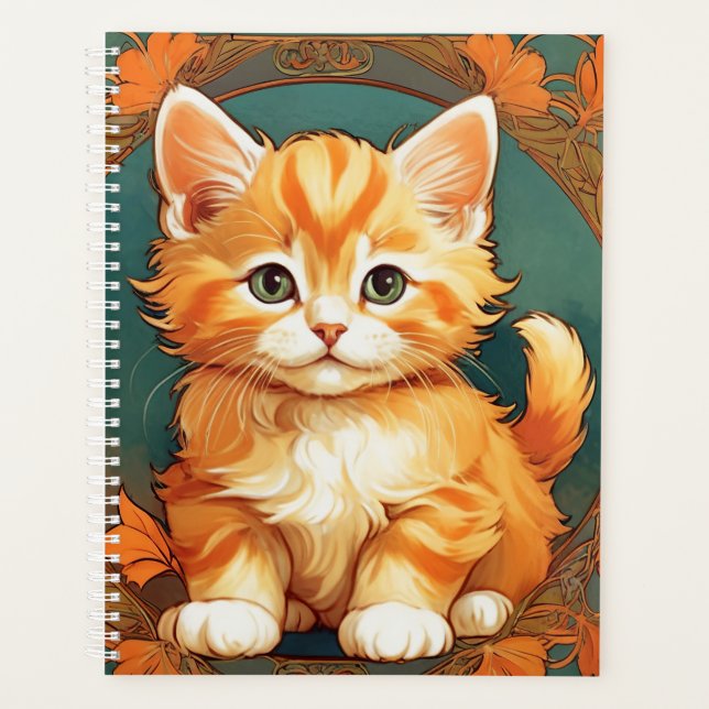 Agenda Alphonse Mucha Style Naranja Cat (Anverso)