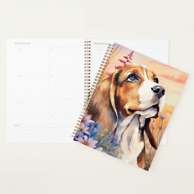 Agenda Amante de los perros Beagle con prado de flores si (Demostración)