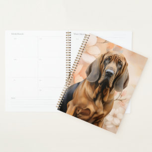 Agenda Amante del perro Bloodhound y flores de melocotón