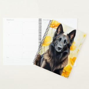 Agenda Amante del perro Tervuren belga y amapolas
