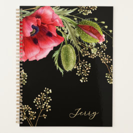 Agenda Amapola de Acuarela Roja Impresionante