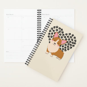 Agenda Amar a mi Corgi galés Puppy Perro Paw Imprime el
