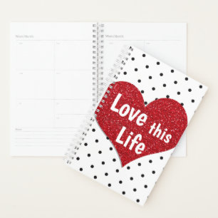 Agenda Amar este corazón Inspirador de Purpurina rojo