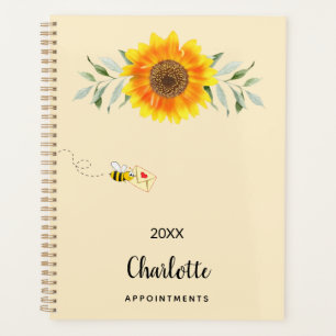 Agenda Amarillo de girasol de abeja monograma 2025