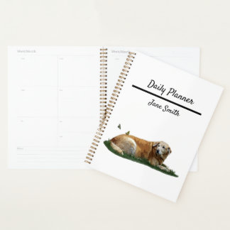 Agenda Amarillo Labrador Raza Mixta Perro Planner Diario