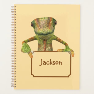 Agenda Amarillo Mantequilla con Lagarto Patrón Multicolor