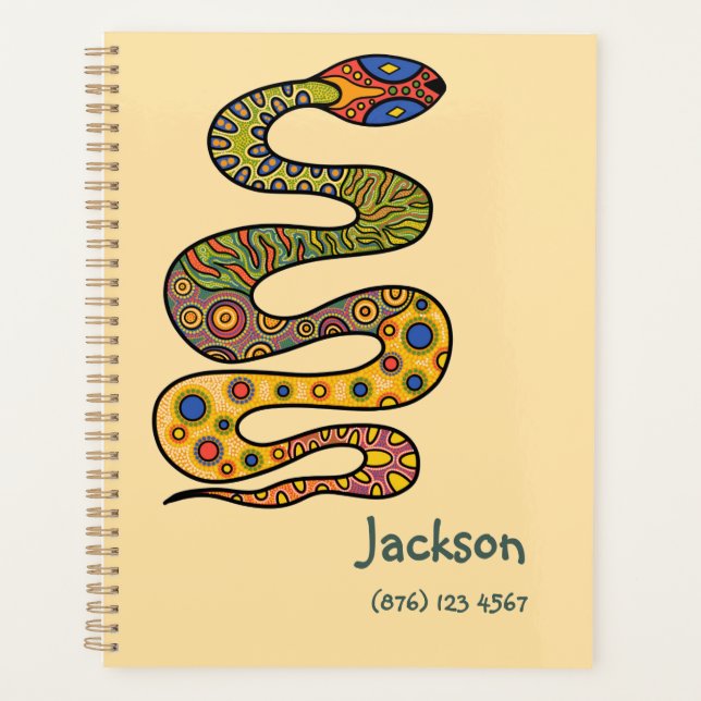 Agenda Amarillo Mantequilla con Serpiente de Patrón Multi (Anverso)