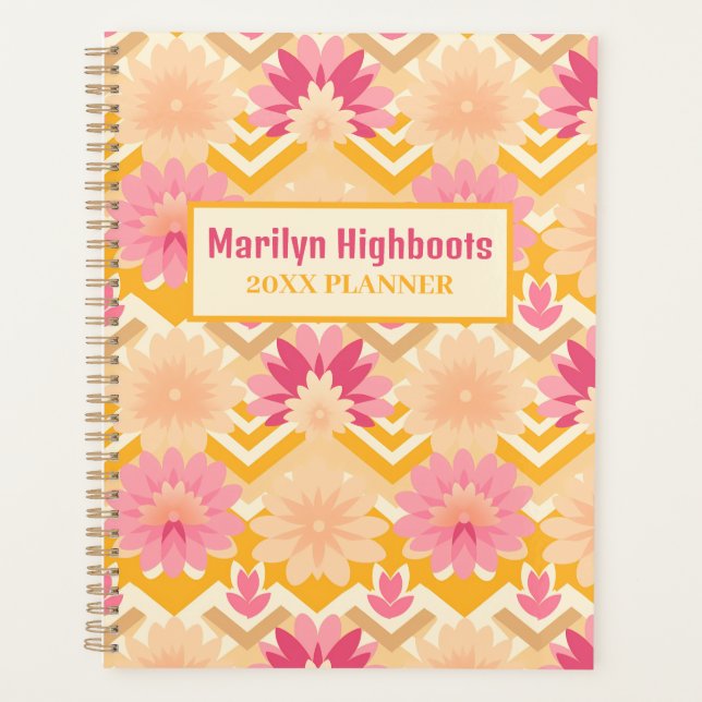 Agenda Amarillo rubio, rosa y amarillo floral (Anverso)