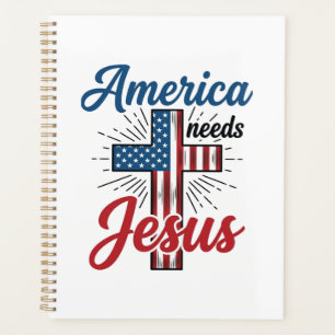 Agenda América Necesita Jesús Diseño de Camiseta de Cruz 