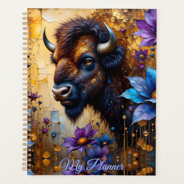Agenda American Bison in textured Flower *Personalize* (Anverso)