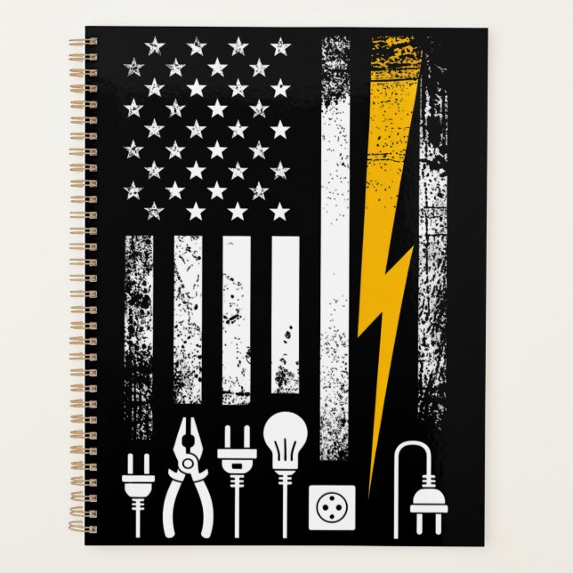 Agenda American Flag Lineman Electrician Utility Worker (Anverso)