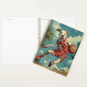 Agenda Americano Staffordshire Dog Jugando Baloncesto