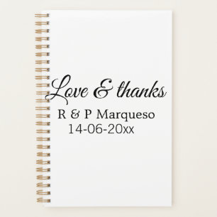 Agenda Amor & gracias agregar nombre de la pareja boda ag