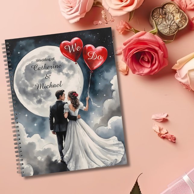 Agenda Amor Románico En Nueve Bodas De Cuentos De Fairyta (Angled view romantic fairytale wedding beneath celestial moon stars On Cloud Nine Wedding Planner)