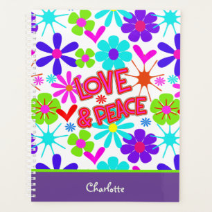 Agenda Amor y paz Hippie Flor poder personalizado