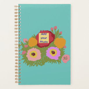 Agenda Añadir el patrón floral fotográfico con el Verde a