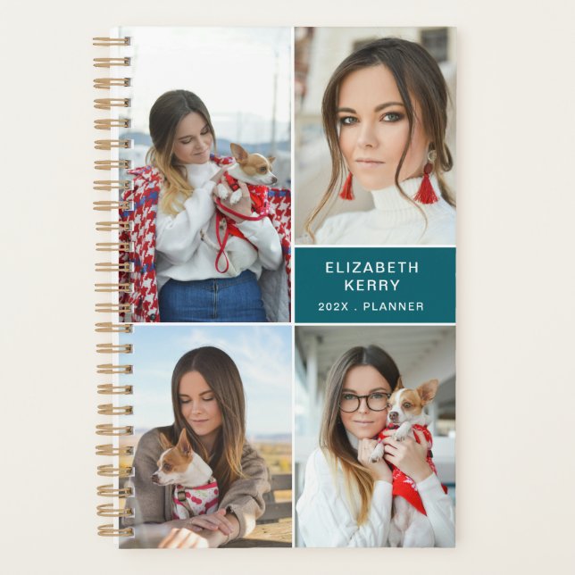 Agenda Añadir su propio Personalizado 4 azul Collage de f (Anverso)