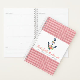 Agenda Anclaje floral Nautical Faiy Coral Chevron
