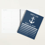 Agenda Anclaje vintage nautico azul de registro de tu bar<br><div class="desc">Anclaje Vintage nautico con el nombre de su barco o el planificador del día de registro del barco Personalizado.</div>
