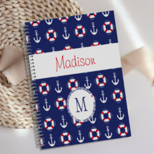 Agenda Anclas Náuticas Rojo Marina Monograma de Moda
