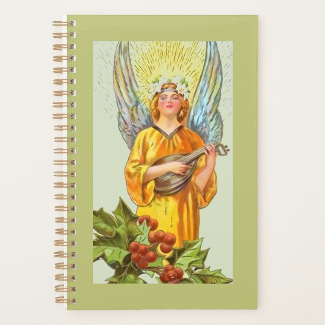 Agenda Ángel con acebo y mandolina  (Anverso)