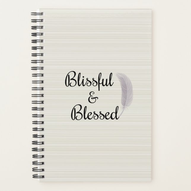 Agenda Angel Feather Stripes Marfil White Gray Zen (Anverso)