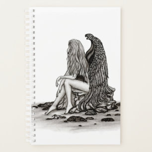 Agenda Ángel, perdido en el pensamiento, diseño blanco y