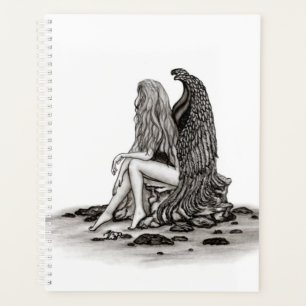 Agenda Ángel, perdido en el pensamiento, diseño blanco y