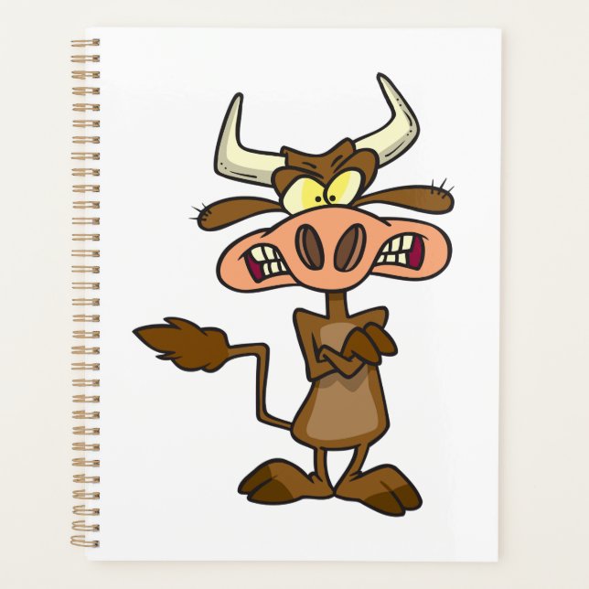 Agenda Angry Cartoon Bull Funny Grumpy (Anverso)