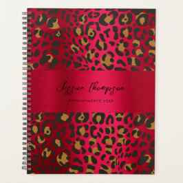 Agenda Animal leopardo impreso rojo burdeos metálicos