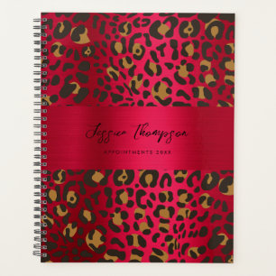Agenda Animal leopardo impreso rojo burdeos metálicos