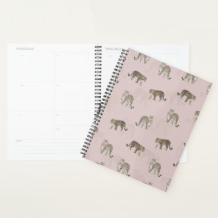 Agenda Animales modernos de la selva de leopardo rosa