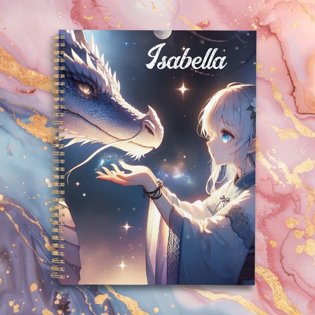 Agenda Anime Chica y su dragón místico personalizado (Subido por el creador)