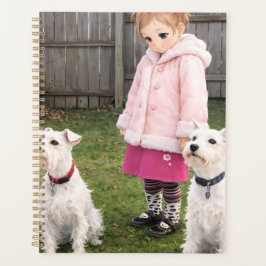Agenda Anime Girl & Two Dogs Weekly Planner