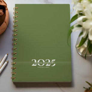 Agenda Año de división del texto de color verde oliva osc