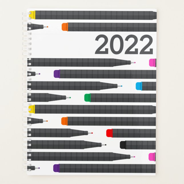 Agenda Año de escritora de arte del patrón de la pluma fi (Anverso)